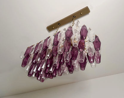 Murano Lysekrone | Klare Gull Ametystfargede Poliedriglass