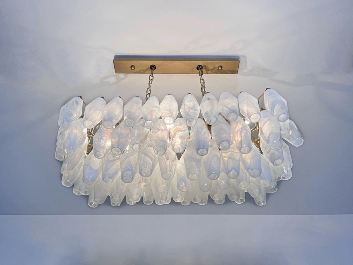 Murano Lysekrone – 84 Hvite Alabaster Poliedriglass – detalj 7 – Murano Classics