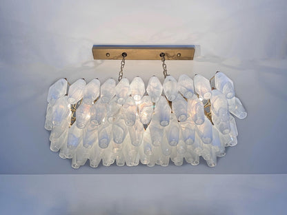 Murano Lysekrone | 84 Hvite Alabaster Gull Poliedriglass