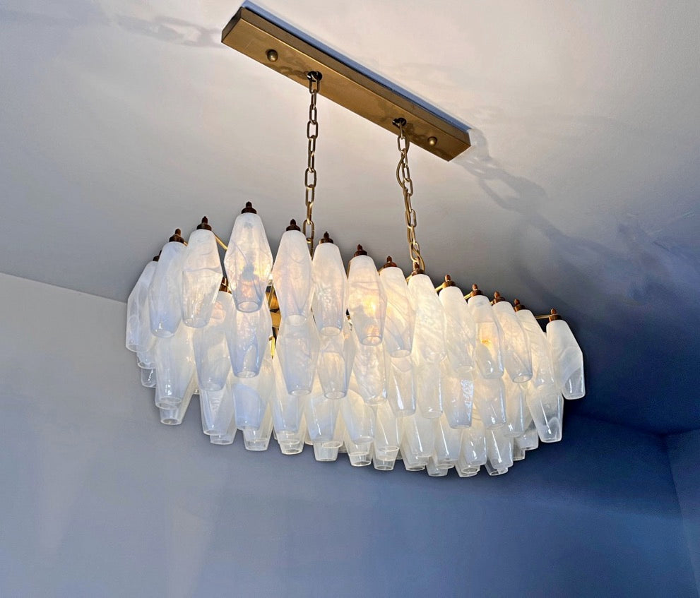 Murano Lysekrone – 84 Hvite Alabaster Poliedriglass – detalj 3 – Murano Classics