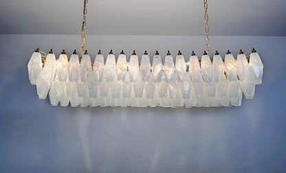 Murano Lysekrone | 138 Hvite Alabaster Gull Poliedriglass