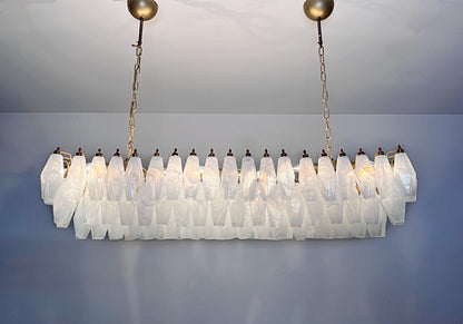 Murano Lysekrone | 138 Hvite Alabaster Gull Poliedriglass