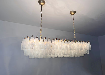 Murano Lysekrone | 138 Hvite Alabaster Gull Poliedriglass