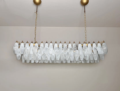 Murano Lysekrone | 138 Hvite Alabaster Gull Poliedriglass