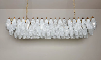 Murano Lysekrone | 138 Hvite Alabaster Gull Poliedriglass