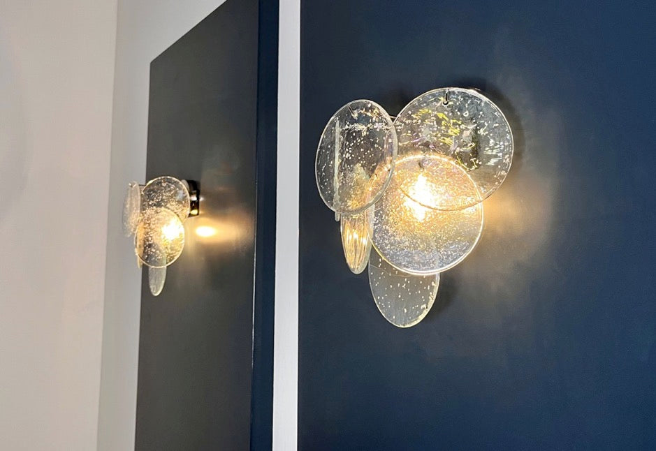 Murano Vegglampe – 6 Iris Diskglass – 2 stk – detalj 4 – Murano Classics