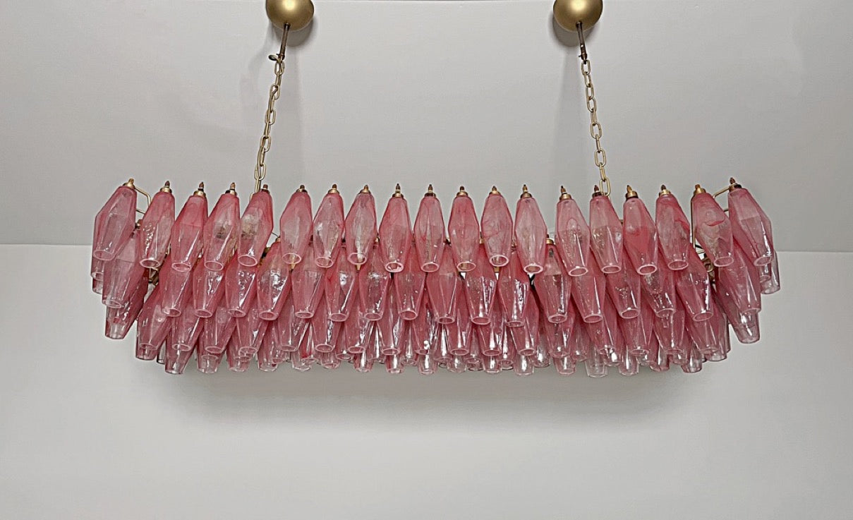 Murano Lysekrone – 138 Rosa Hvite Alabaster Poliedriglass – detalj 10 – Murano Classics