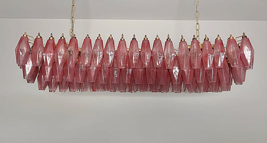 Murano Lysekrone | 138 Rosa Hvite Alabaster Gull Poliedriglass