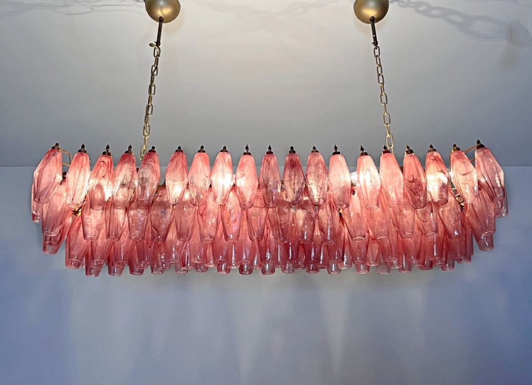 Murano Lysekrone – 138 Rosa Hvite Alabaster Poliedriglass – detalj 7 – Murano Classics