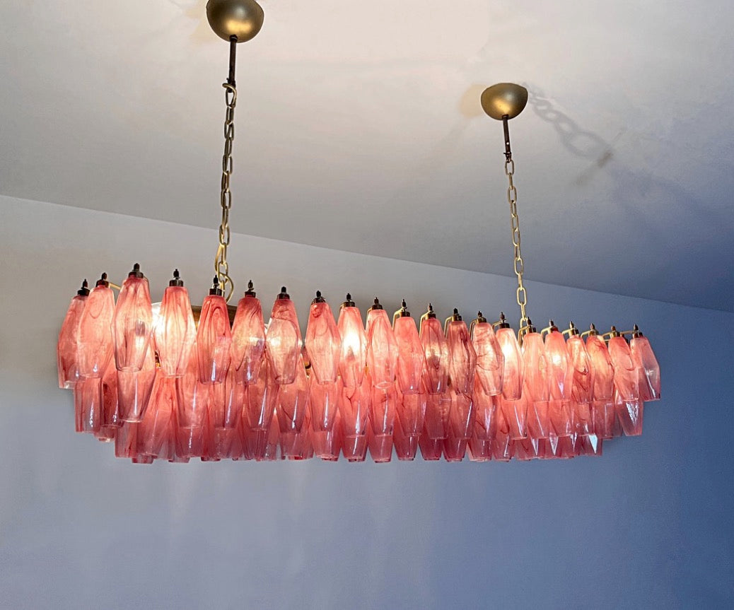 Murano Lysekrone – 138 Rosa Hvite Alabaster Poliedriglass – detalj 6 – Murano Classics