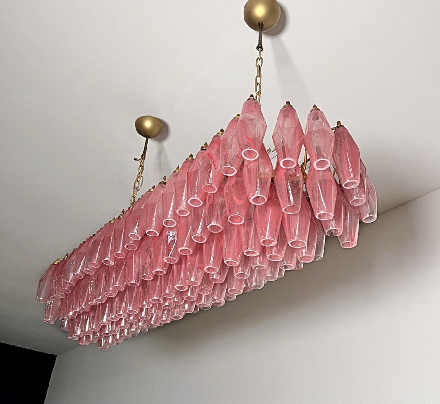 Murano Lysekrone – 138 Rosa Hvite Alabaster Poliedriglass – detalj 11 – Murano Classics