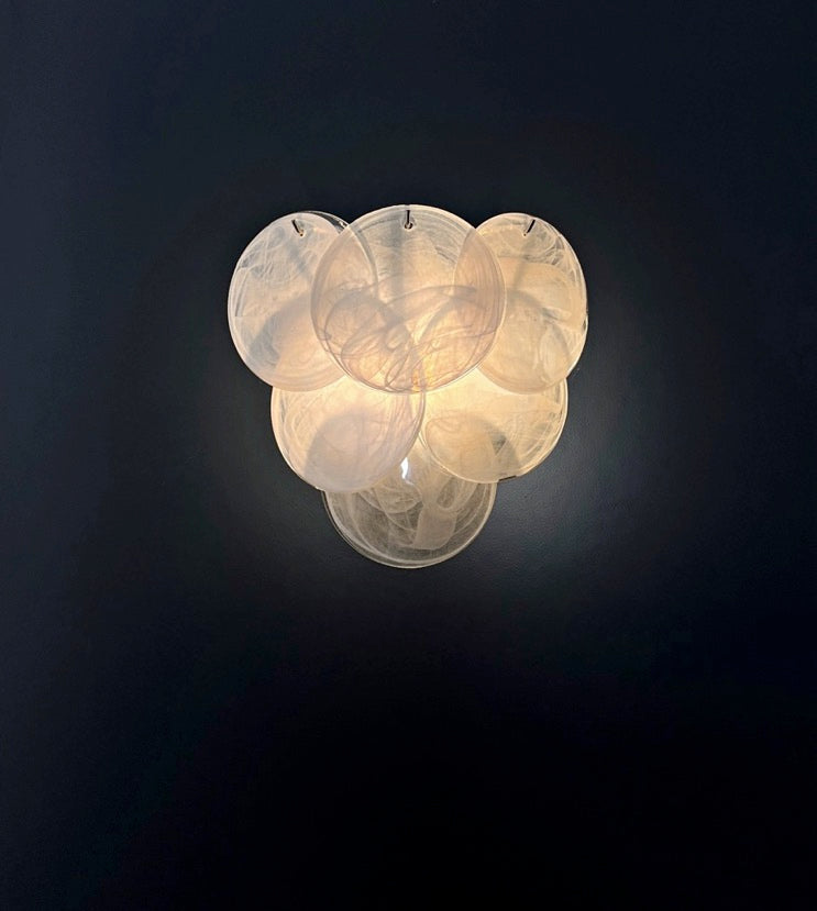 Murano Vegglampe | 6 Alabaster hvit Hvite Alabaster Diskglass | 1 par