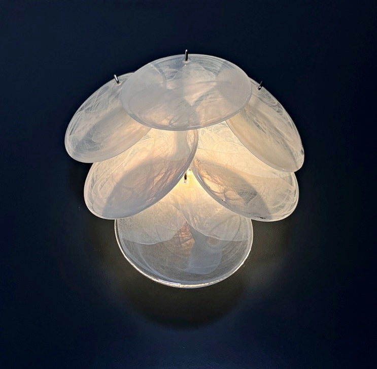 Murano Vegglampe | 6 Alabaster hvit Hvite Alabaster Diskglass | 1 par