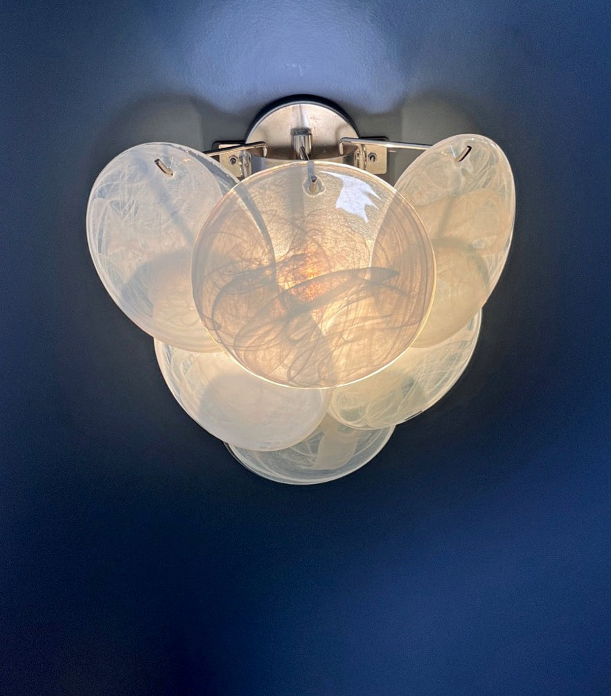 Murano Vegglampe – 6 Alabaster hvit Hvite Alabaster Diskglass – 2 stk – detalj 3 – Murano Classics