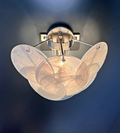 Murano Vegglampe | 6 Alabaster hvit Hvite Alabaster Diskglass | 1 par