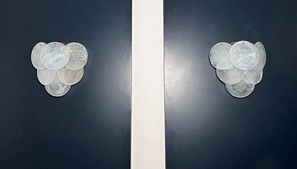 Murano Vegglampe | 6 Alabaster hvit Hvite Alabaster Diskglass | 1 par