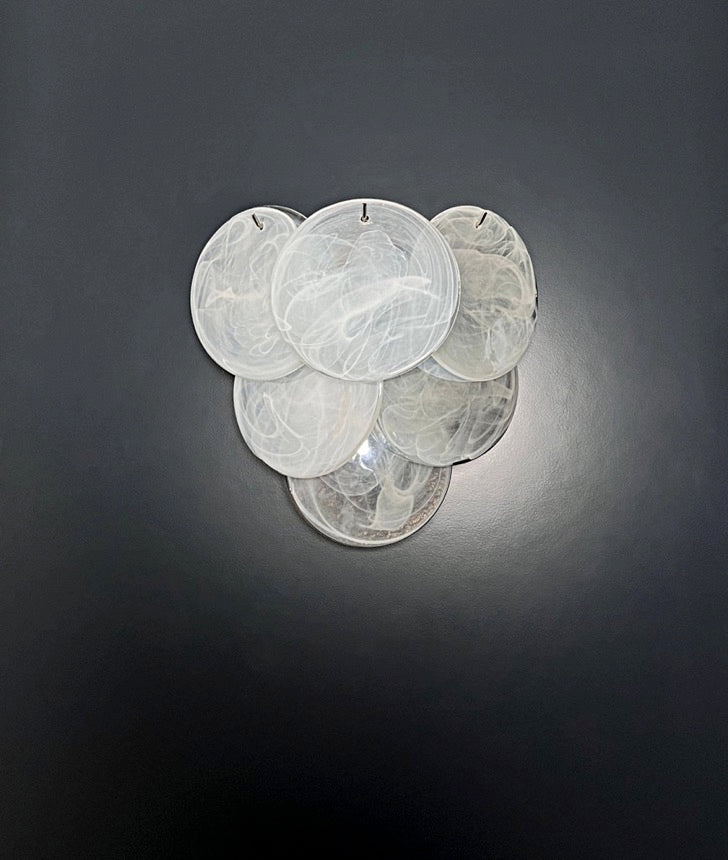 Murano Vegglampe – 6 Alabaster hvit Hvite Alabaster Diskglass – 2 stk – detalj 11 – Murano Classics