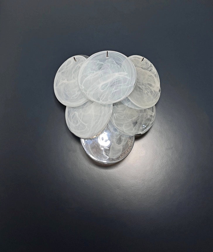 Murano Vegglampe | 6 Alabaster hvit Hvite Alabaster Diskglass | 1 par