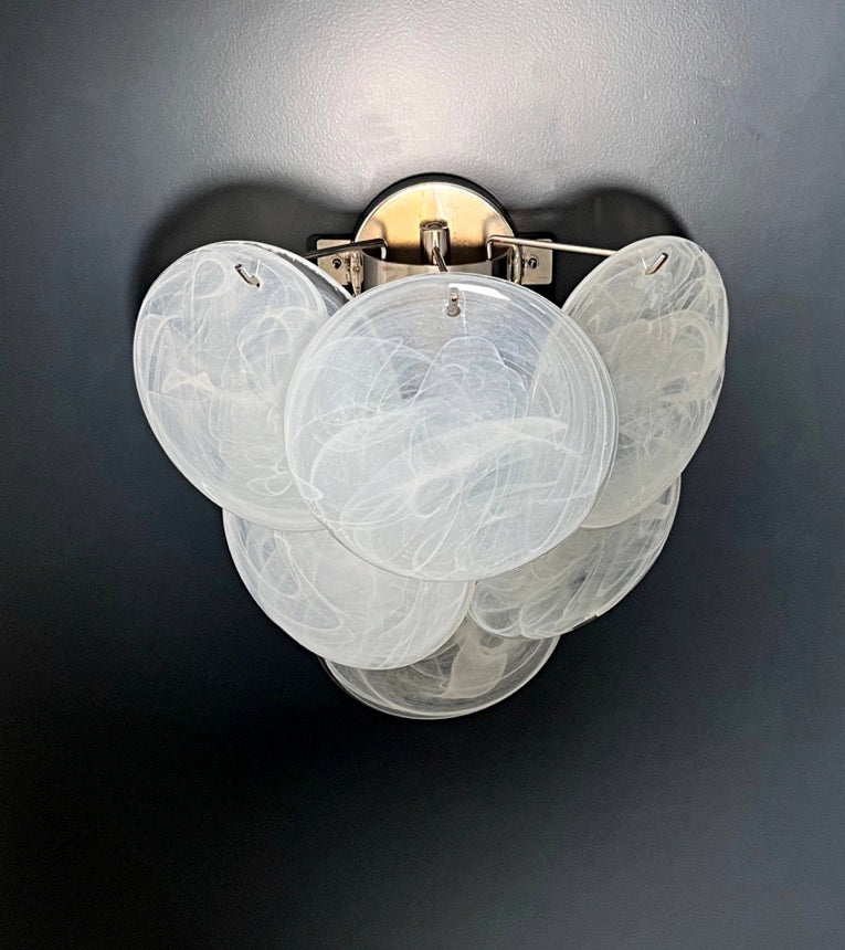 Murano Vegglampe | 6 Alabaster hvit Hvite Alabaster Diskglass | 1 par