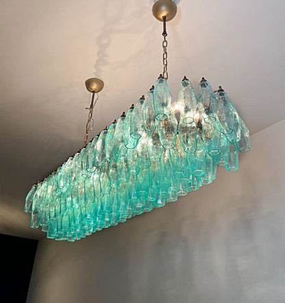 Murano Lysekrone | 140 Gull Turkise Poliedriglass