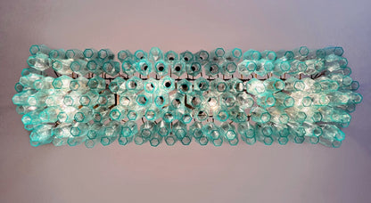 Murano Lysekrone | 140 Gull Turkise Poliedriglass