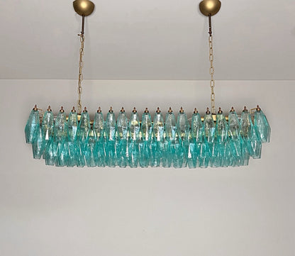 Murano Lysekrone | 140 Gull Turkise Poliedriglass