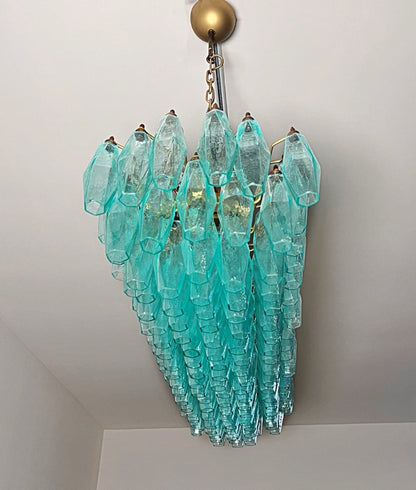 Murano Lysekrone | 140 Gull Turkise Poliedriglass