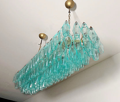 Murano Lysekrone | 140 Gull Turkise Poliedriglass