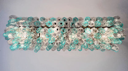 Murano Lysekrone | 138 Klare Gull Turkise Poliedriglass