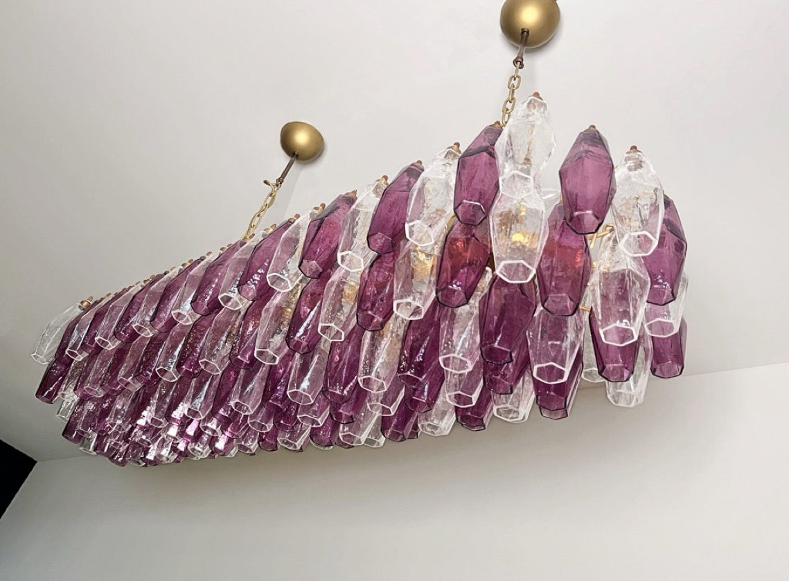 Murano Lysekrone – 138 Klare Lilla Poliedriglass – detalj 9 – Murano Classics