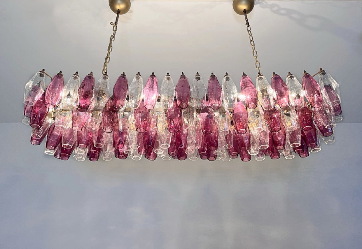 Murano Lysekrone | Klare Gull Ametystfargede Poliedriglass