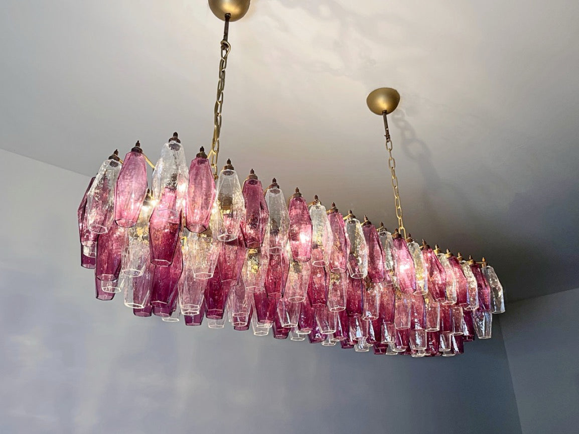 Murano Lysekrone – 138 Klare Lilla Poliedriglass – detalj 5 – Murano Classics