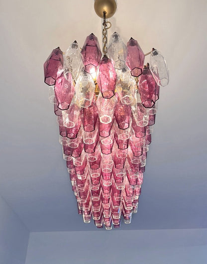 Murano Lysekrone | Klare Gull Ametystfargede Poliedriglass
