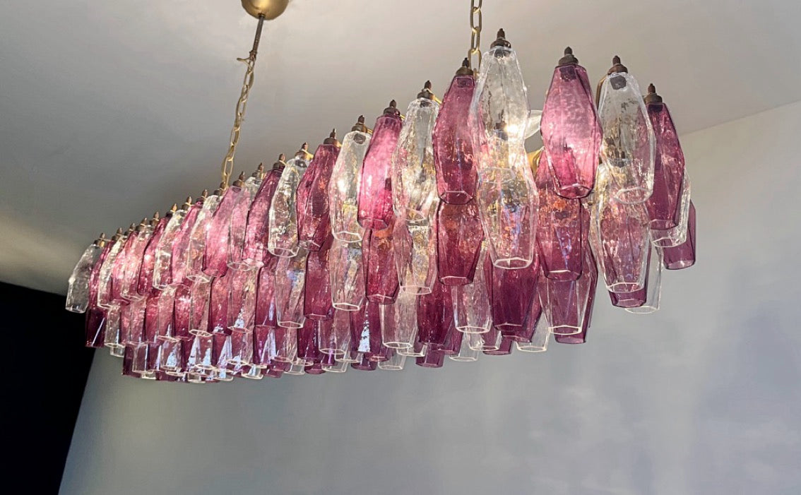 Murano Lysekrone – 138 Klare Lilla Poliedriglass – detalj 2 – Murano Classics