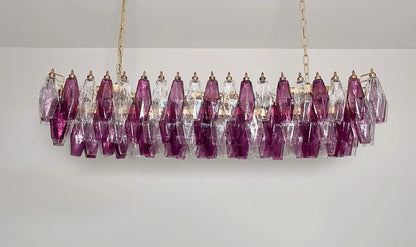 Murano Lysekrone | Klare Gull Ametystfargede Poliedriglass