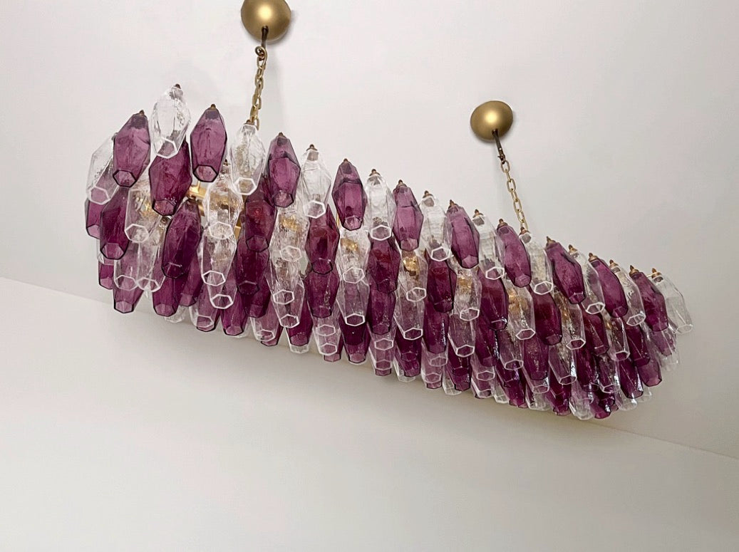 Murano Lysekrone | Klare Gull Ametystfargede Poliedriglass