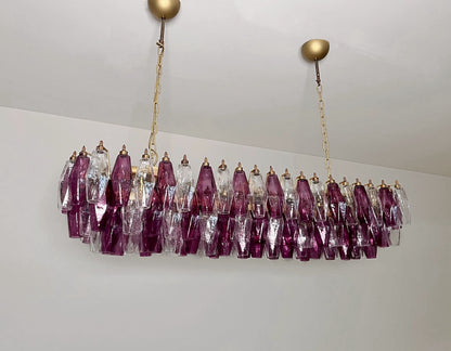 Murano Lysekrone | Klare Gull Ametystfargede Poliedriglass