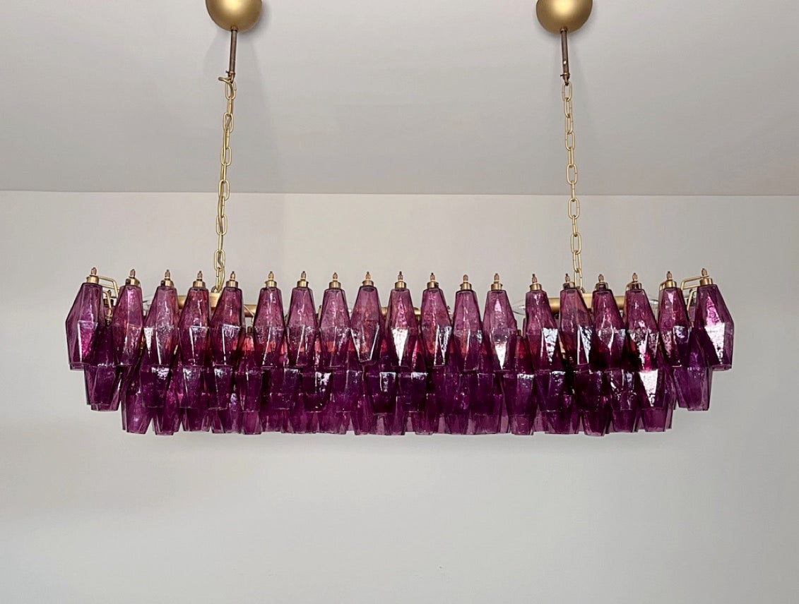 Murano Lysekrone – 138 Lilla Poliedriglass – Murano Classics