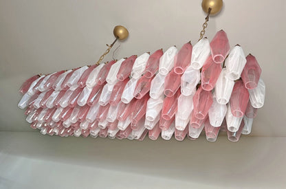 Murano Lysekrone | 138 Rosa Hvite Alabaster Gull Poliedriglass