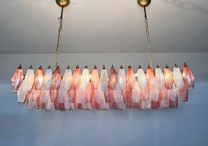 Murano Lysekrone | 138 Rosa Hvite Alabaster Gull Poliedriglass
