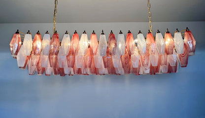 Murano Lysekrone | 138 Rosa Hvite Alabaster Gull Poliedriglass