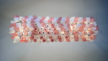 Murano Lysekrone | 138 Rosa Hvite Alabaster Gull Poliedriglass