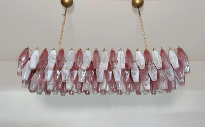 Murano Lysekrone | 138 Rosa Hvite Alabaster Gull Poliedriglass