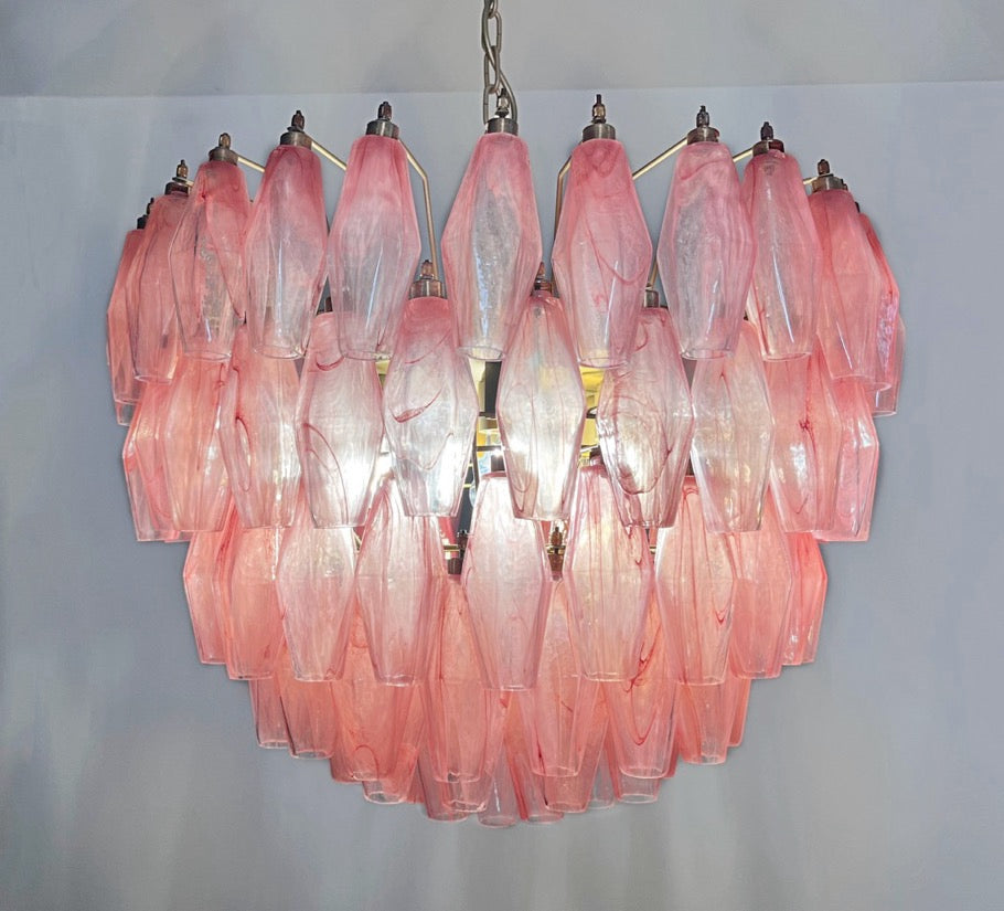 Murano Lysekrone | 111 Rosa Alabaster Gull Poliedriglass