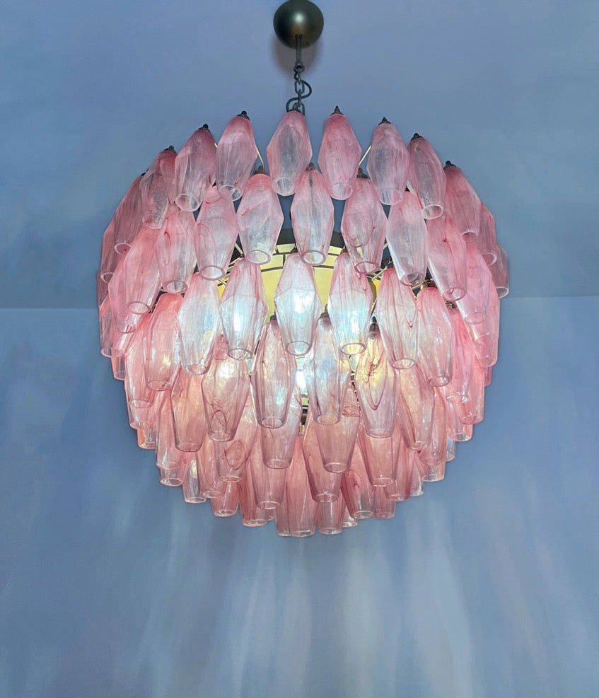 Murano Lysekrone | 111 Rosa Alabaster Gull Poliedriglass
