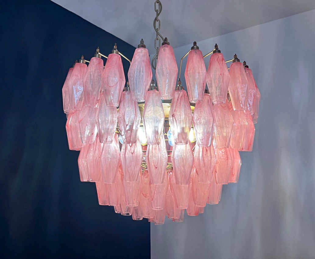 Murano Lysekrone | 111 Rosa Alabaster Gull Poliedriglass