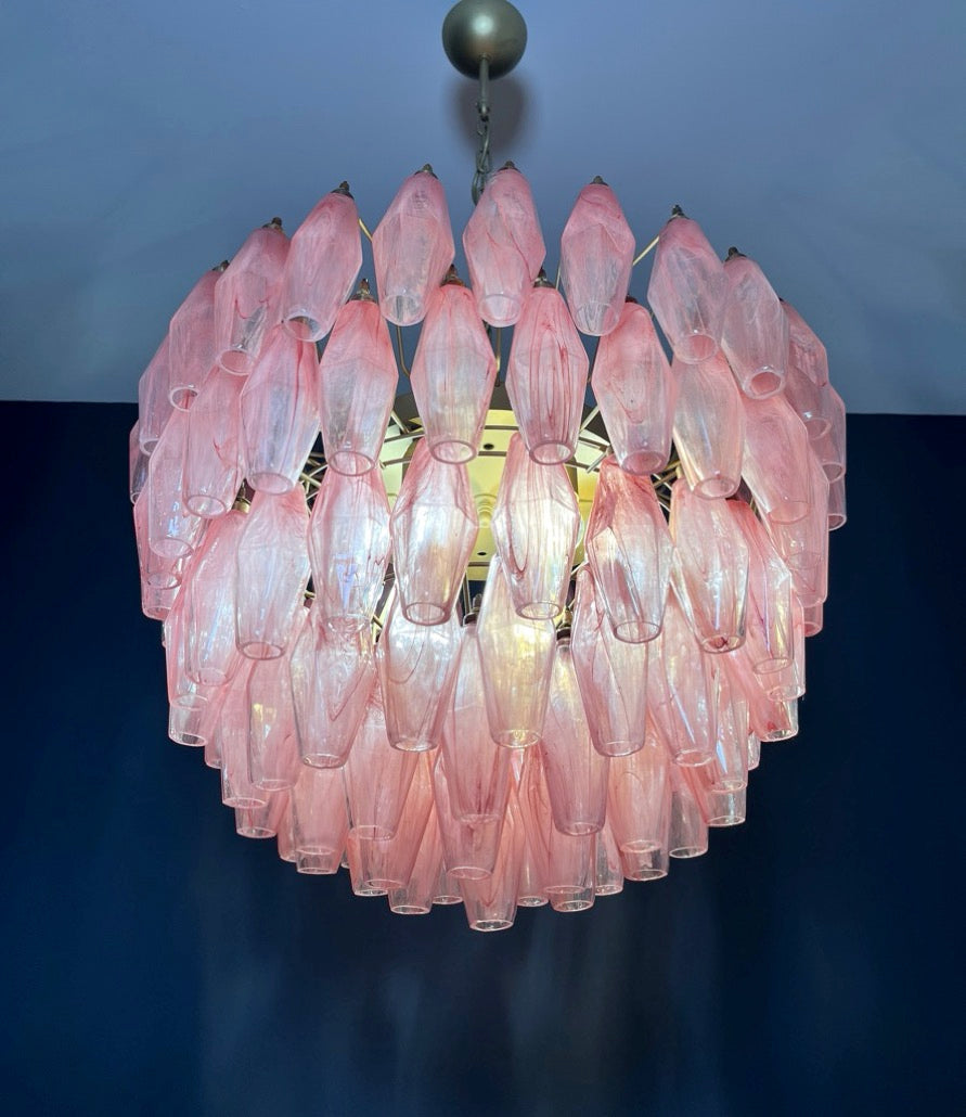 Murano Lysekrone | 111 Rosa Alabaster Gull Poliedriglass