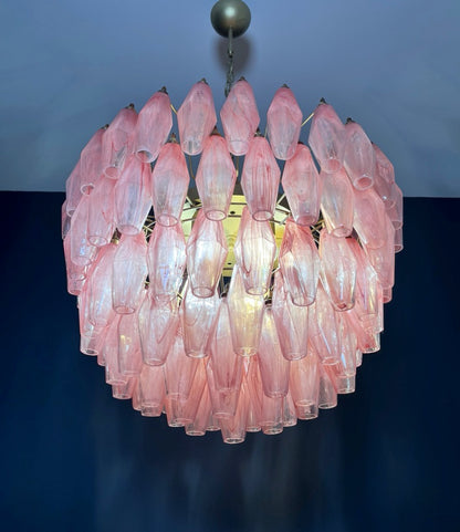 Murano Lysekrone | 111 Rosa Alabaster Gull Poliedriglass