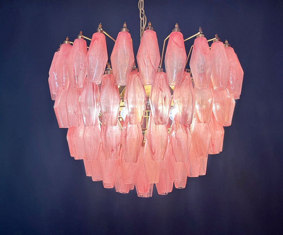 Murano Lysekrone | 111 Rosa Alabaster Gull Poliedriglass