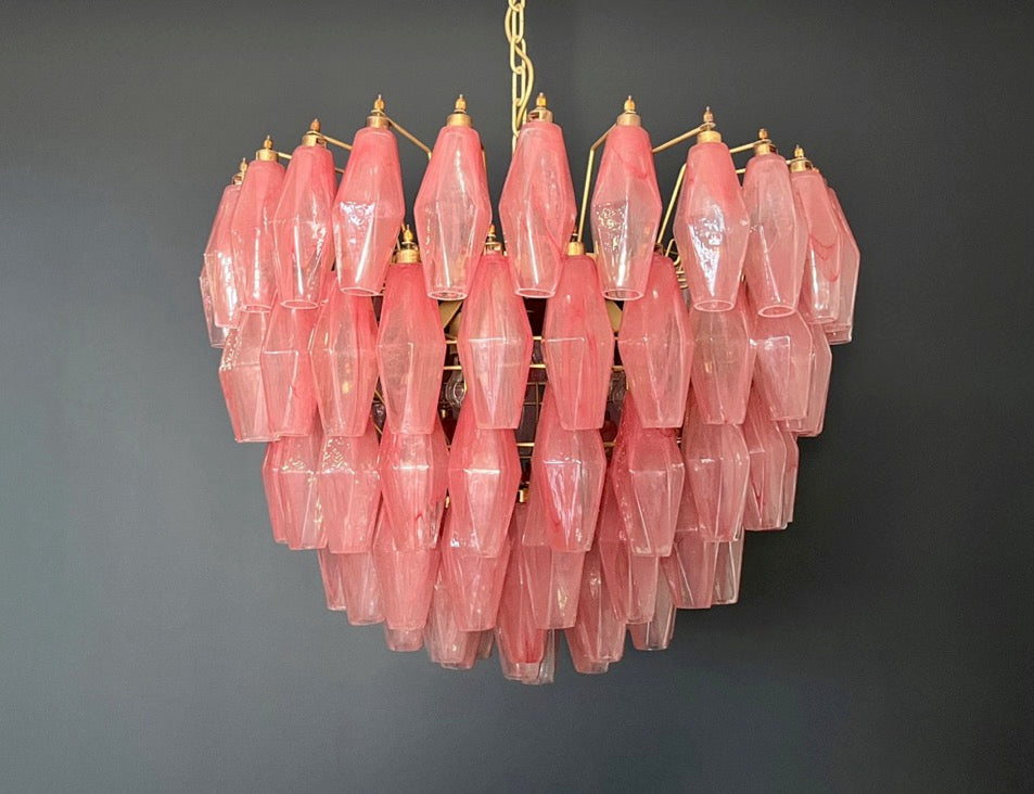 Murano Lysekrone | 111 Rosa Alabaster Gull Poliedriglass